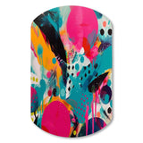 Pink and Turquoise Abstract Enigma I - Asymmetric Metal Wall Art