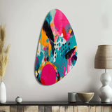 Pink and Turquoise Abstract Enigma I - Asymmetric Metal Wall Art