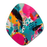 Pink and Turquoise Abstract Enigma I - Asymmetric Metal Wall Art