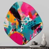 Pink and Turquoise Abstract Enigma I - Asymmetric Metal Wall Art