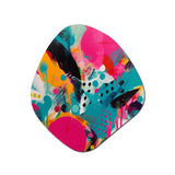 Pink and Turquoise Abstract Enigma I - Asymmetric Metal Wall Art