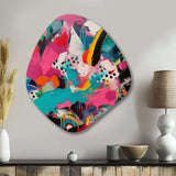 Pink and Turquoise Abstract Enigma II - Asymmetric Metal Wall Art