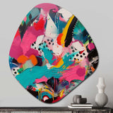 Pink and Turquoise Abstract Enigma II - Asymmetric Metal Wall Art