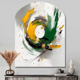 Yellow and Green Abstracted Perspectives III - Asymmetric Metal Wall Art