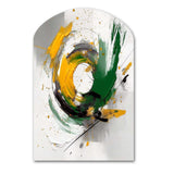 Yellow and Green Abstracted Perspectives III - Asymmetric Metal Wall Art