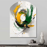 Yellow and Green Abstracted Perspectives III - Asymmetric Metal Wall Art