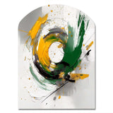 Yellow and Green Abstracted Perspectives III - Asymmetric Metal Wall Art