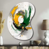 Yellow and Green Abstracted Perspectives III - Asymmetric Metal Wall Art