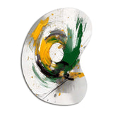 Yellow and Green Abstracted Perspectives III - Asymmetric Metal Wall Art