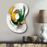 Yellow and Green Abstracted Perspectives III - Asymmetric Metal Wall Art