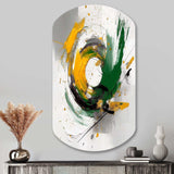 Yellow and Green Abstracted Perspectives III - Asymmetric Metal Wall Art