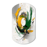 Yellow and Green Abstracted Perspectives III - Asymmetric Metal Wall Art