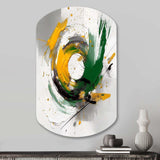 Yellow and Green Abstracted Perspectives III - Asymmetric Metal Wall Art