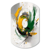 Yellow and Green Abstracted Perspectives III - Asymmetric Metal Wall Art