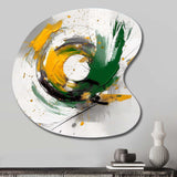 Yellow and Green Abstracted Perspectives III - Asymmetric Metal Wall Art