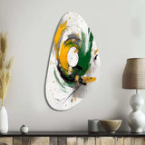 Yellow and Green Abstracted Perspectives III - Asymmetric Metal Wall Art