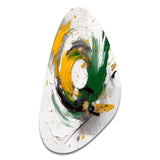 Yellow and Green Abstracted Perspectives III - Asymmetric Metal Wall Art