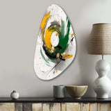 Yellow and Green Abstracted Perspectives III - Asymmetric Metal Wall Art