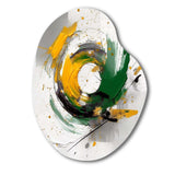 Yellow and Green Abstracted Perspectives III - Asymmetric Metal Wall Art