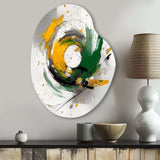 Yellow and Green Abstracted Perspectives III - Asymmetric Metal Wall Art