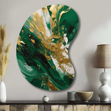 Green and Gold Serene Cascade II - Asymmetric Metal Wall Art