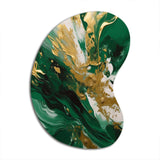 Green and Gold Serene Cascade II - Asymmetric Metal Wall Art