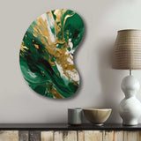 Green and Gold Serene Cascade II - Asymmetric Metal Wall Art