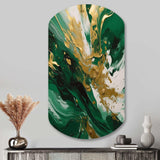 Green and Gold Serene Cascade II - Asymmetric Metal Wall Art