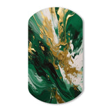 Green and Gold Serene Cascade II - Asymmetric Metal Wall Art