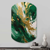 Green and Gold Serene Cascade II - Asymmetric Metal Wall Art