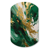 Green and Gold Serene Cascade II - Asymmetric Metal Wall Art