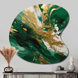 Green and Gold Serene Cascade II - Asymmetric Metal Wall Art