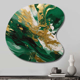 Green and Gold Serene Cascade II - Asymmetric Metal Wall Art