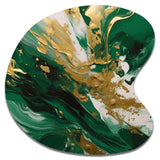 Green and Gold Serene Cascade II - Asymmetric Metal Wall Art