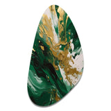 Green and Gold Serene Cascade II - Asymmetric Metal Wall Art