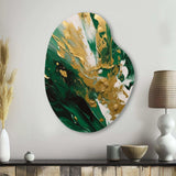 Green and Gold Serene Cascade II - Asymmetric Metal Wall Art