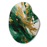 Green and Gold Serene Cascade II - Asymmetric Metal Wall Art