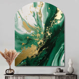 Green and Gold Serene Cascade III - Asymmetric Metal Wall Art