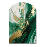 Green and Gold Serene Cascade III - Asymmetric Metal Wall Art