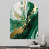 Green and Gold Serene Cascade III - Asymmetric Metal Wall Art