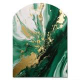 Green and Gold Serene Cascade III - Asymmetric Metal Wall Art