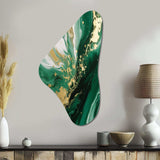 Green and Gold Serene Cascade III - Asymmetric Metal Wall Art