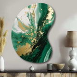 Green and Gold Serene Cascade III - Asymmetric Metal Wall Art