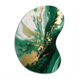 Green and Gold Serene Cascade III - Asymmetric Metal Wall Art