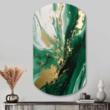 Green and Gold Serene Cascade III - Asymmetric Metal Wall Art