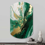 Green and Gold Serene Cascade III - Asymmetric Metal Wall Art