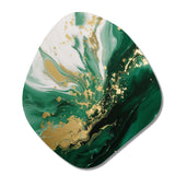 Green and Gold Serene Cascade III - Asymmetric Metal Wall Art