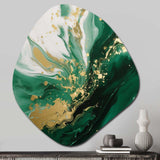 Green and Gold Serene Cascade III - Asymmetric Metal Wall Art