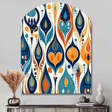 Orange and Blue Botanical Symphony II - Asymmetric Metal Wall Art