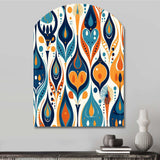 Orange and Blue Botanical Symphony II - Asymmetric Metal Wall Art